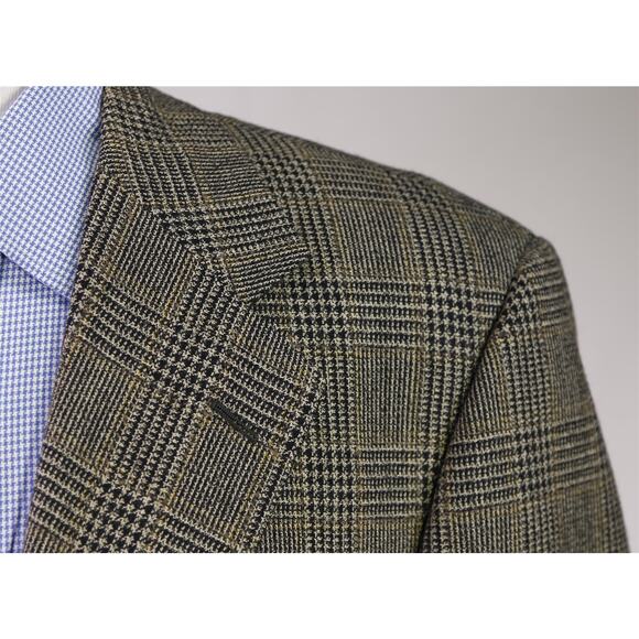 Pal Zileri Black Brown Tan Plaid Knit Wool Sportcoat Blazer 42L - Picture 4 of 9